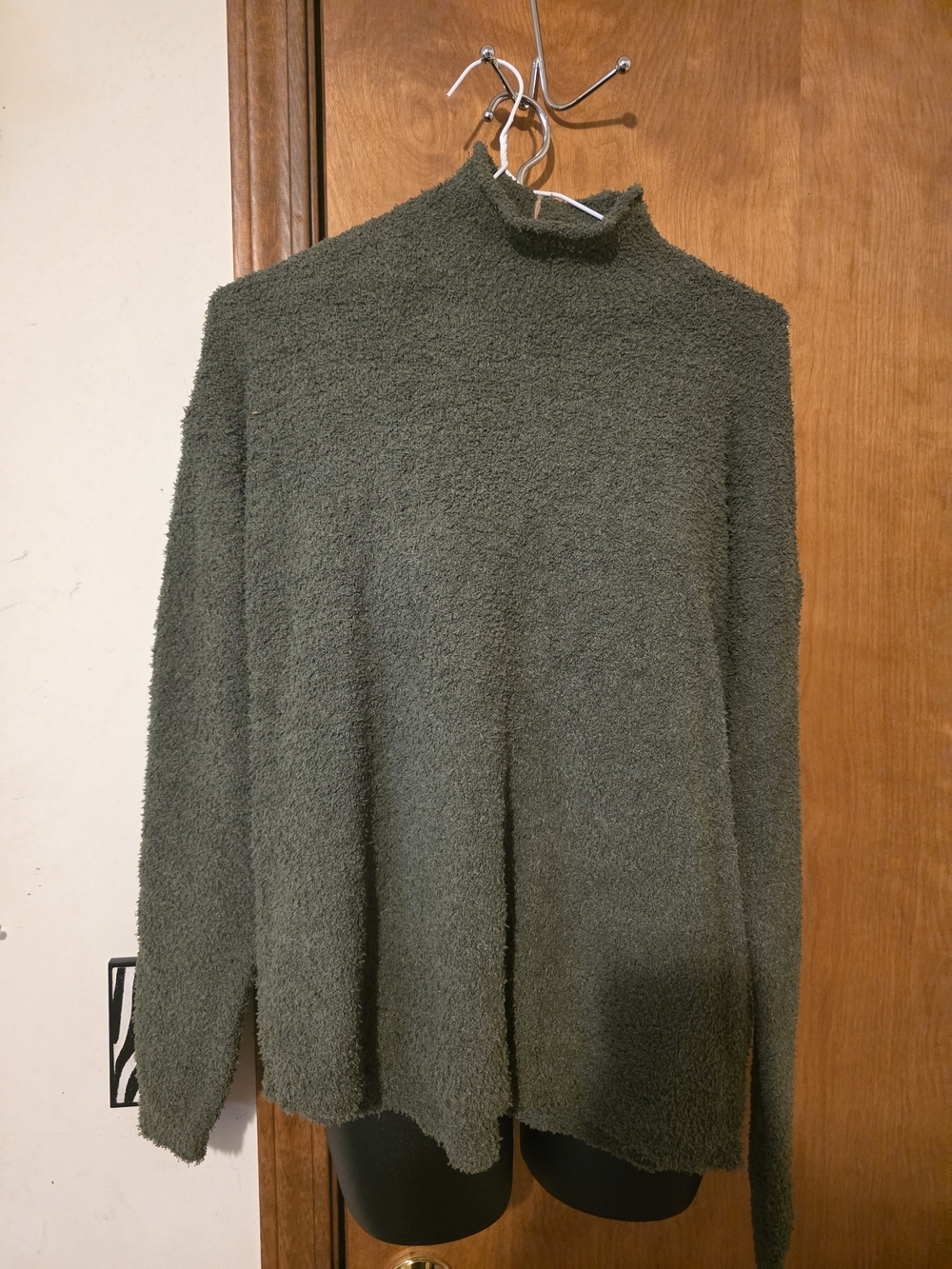 Cozy Mock Neck Sweater in Olive Green